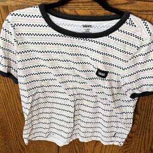 Vans Women’s Cropped  T-Shirt with Black and White with beige and pink